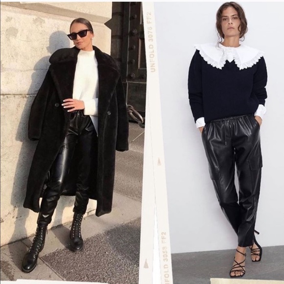 leather cargo pants zara